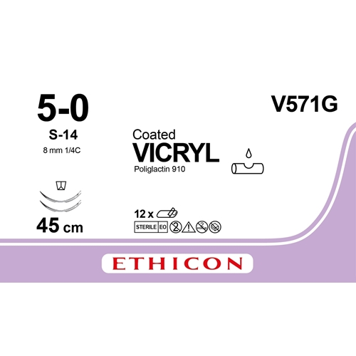 Sutur Vicryl 5-0 V571G – 45cm violet nål 2xS-14 – 12 st