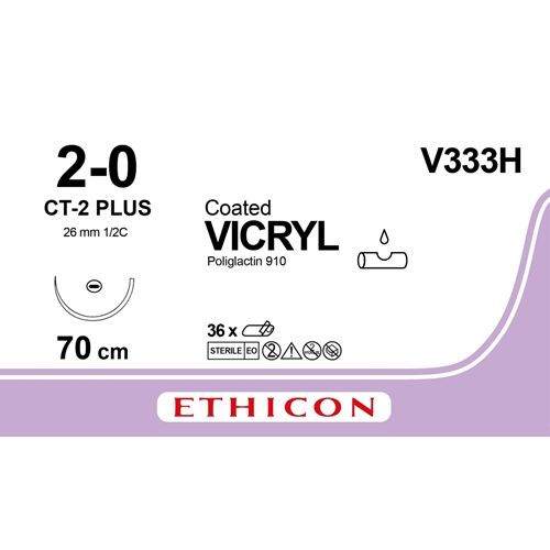 Sutur Vicryl 2-0 V333H – 70cm violet nål CT-2 – 36 st