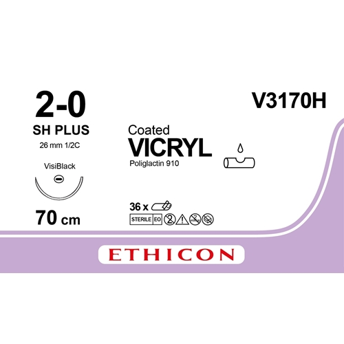 Sutur Vicryl 2-0 V3170H – 70cm violet nål JB – 36 st