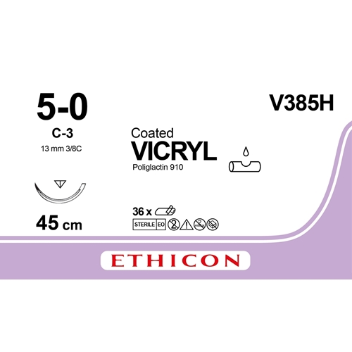 Sutur Vicryl 5-0 V385H – 45cm nål C3 – 36 st