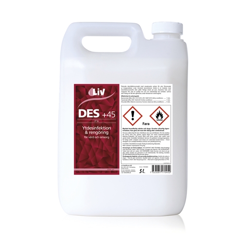 Ytdesinfektion Liv IPA 45% – 5L dunk m tensid – 2 st