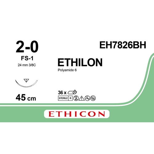 Sutur Ethilon 2-0 EH7826H – 45cm svart nål FS-1 – 36 st