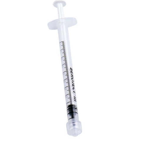 Spruta luerlock 3komp Beroject – 1ml grad 0,01ml centrerad – 100 st