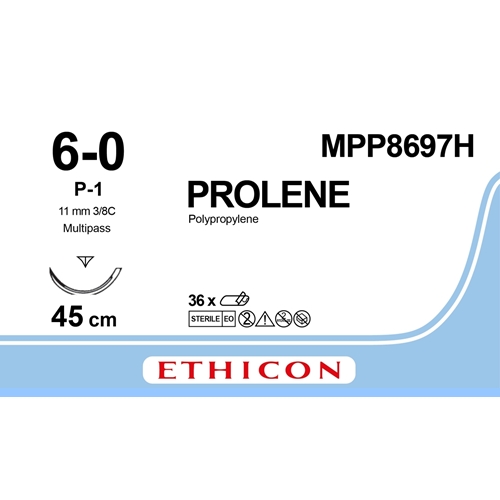 Sutur Prolene 6-0 8697H – 45cm nål P1 – 36 st Sutur Prolene 6-0 8697H – 45cm nål P1 – 36 st