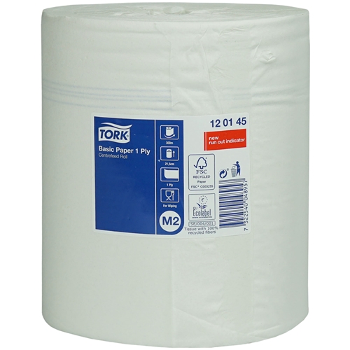 Torkrulle 1-L centrummatad M2 – Tork Basic 300m 1,58k vit – 6 st