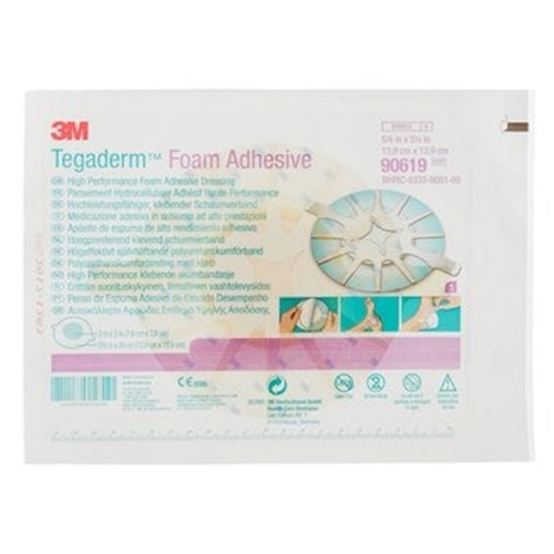 Skumförband Tegaderm Foam Adhesive – 13,97×13,97cm rund Häl Border – 5 st