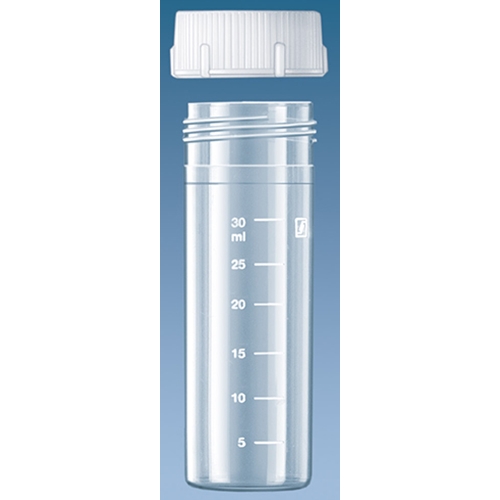 Burk plast med skruvlock – 40ml  PP graderad – 50 st