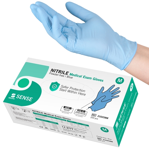 Handske us nitril Selefa pf – M SENSE blå AQL 1,5 – 200 st