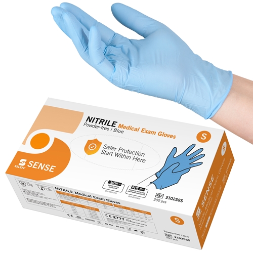 Handske us nitril Selefa pf – S SENSE blå AQL 1,5 – 200 st