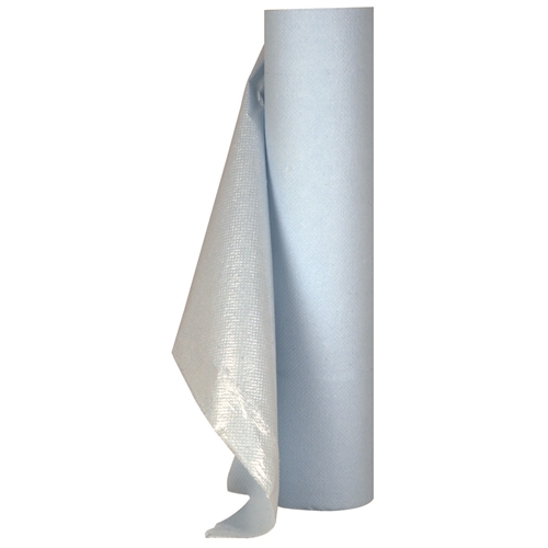 Underlägg skötbord papper/plast – 50cmx65m perf rulle blå/vit – 6 st
