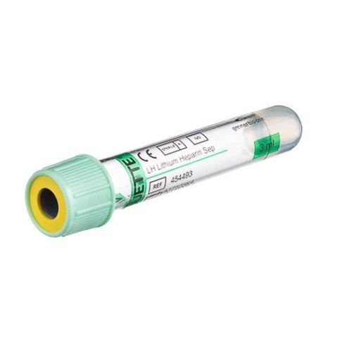 Vakuumrör VACUETTE transparent etikett – 5/3ml Li-Hep gel ljusgrön/gul – 50 st