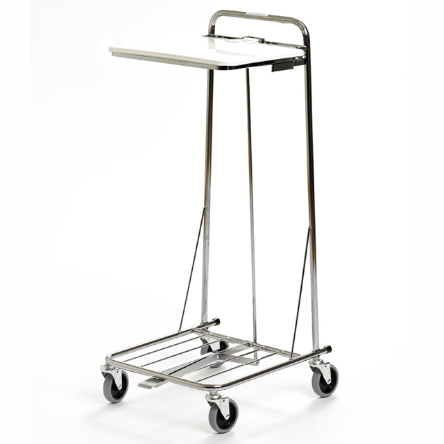 Säckhållare 125 l, 4 hjul, plåtlock, pedal