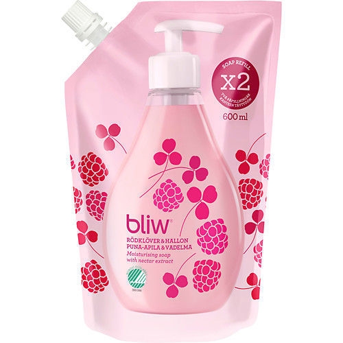 Flytande tvål Bliw – 600ml refill hallon – 8 st