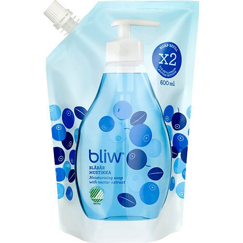 Flytande tvål Bliw – 600ml refill blåbär – 8 st