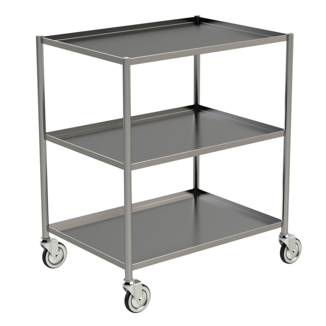 Bord rostfritt 70×50 cm, 3 plan med kant