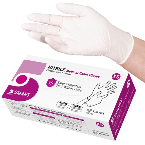 Handske us nitril Selefa pf – XS SMART vit AQL 1,5 – 200 st