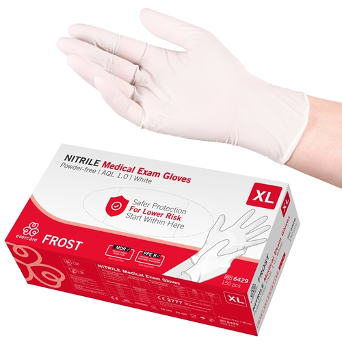 Handske us nitril evercare pf – XL FROST vit AQL 1,0 – 150 st