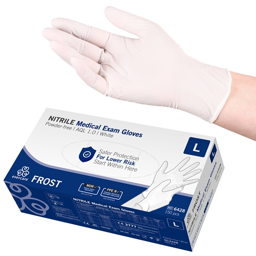 Handske us nitril evercare pf – L FROST vit AQL 1,0 – 150 st