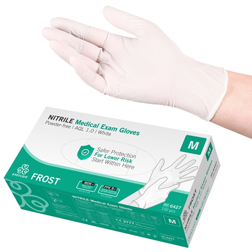 Handske us nitril evercare pf – M FROST vit AQL 1,0 – 150 st