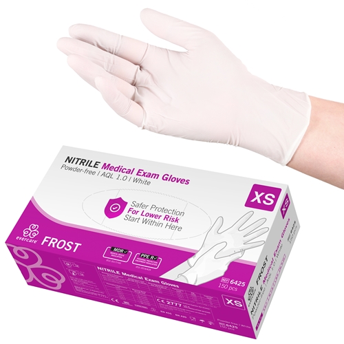 Handske us nitril evercare pf – XS FROST vit AQL 1,0 – 150 st