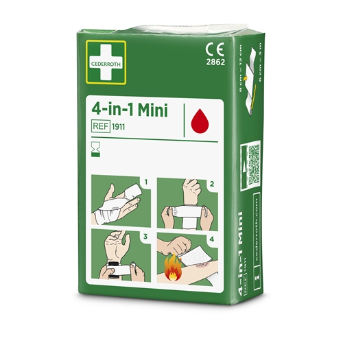 Första förband 4-i-1 Cederroth – 8x12cm kompr+binda 3m