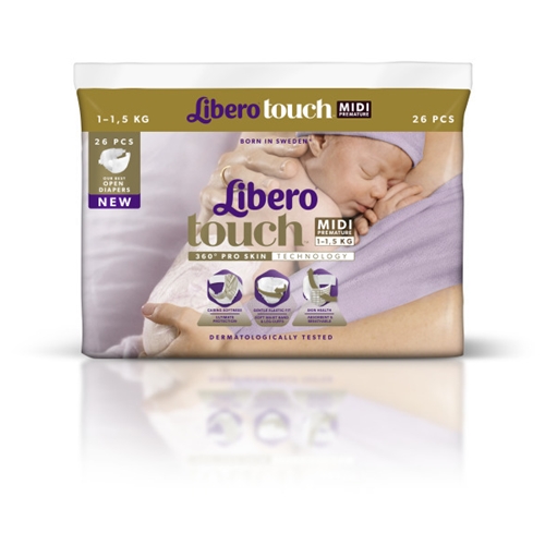 Tejpblöja Libero Touch – Midi Premature 1-1,5 kg – 416 st