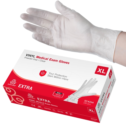 Handske us vinyl evercare pf – XL EXTRA AQL 1,5 – 100 st