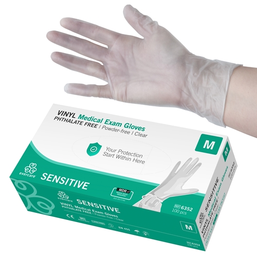Handske us vinyl evercare pf – M SENSITIVE ftalatfri AQL 1,5 – 100 st