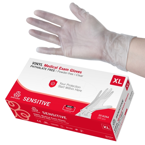 Handske us vinyl evercare pf – XL SENSITIVE ftalatfri AQL 1,5 – 100 st