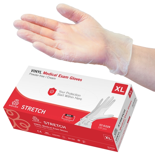 Handske us vinyl evercare pf – XL STRETCH AQL 1,5 – 100 st