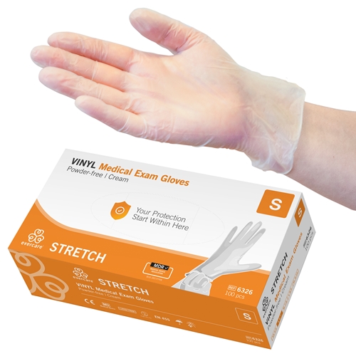 Handske us vinyl evercare pf – S STRETCH AQL 1,5 – 100 st