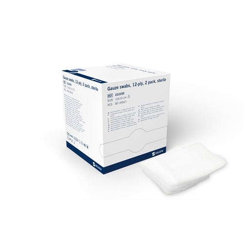 Kompress gasväv 12L 2p Selefa – 10x10cm steril – 80 st