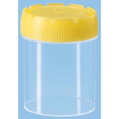 Burk plast med skruvlock – 70ml PP gult lock HDPE