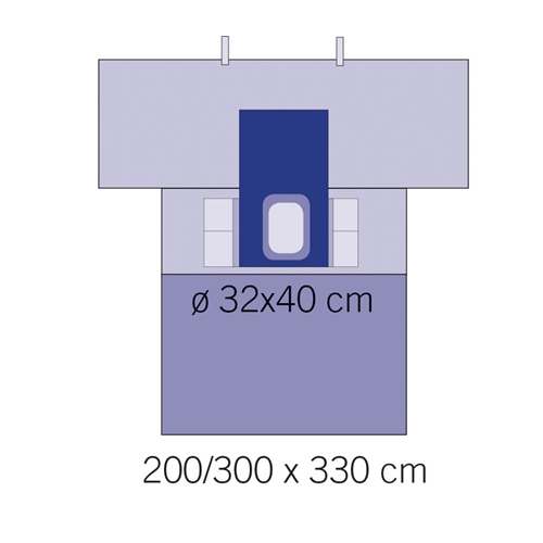 Op lakan Thorax evercare – 200/300x330cm hål 32x40cm – 14 st