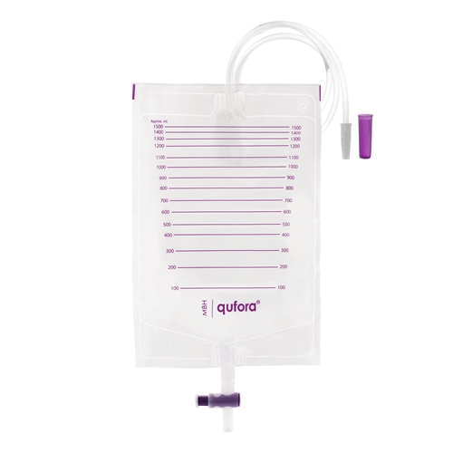 Urinpåse tömbar Qufora – 1,5L 90cm T-ventil – 25 st