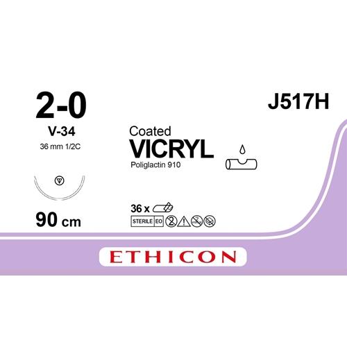 Sutur Vicryl 2-0 V517H – 90cm nål V-34 – 36 st