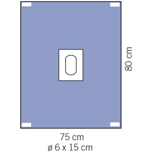 Hålduk häftande evercare – 75x80cm hål 6x15cm epidural – 25 st
