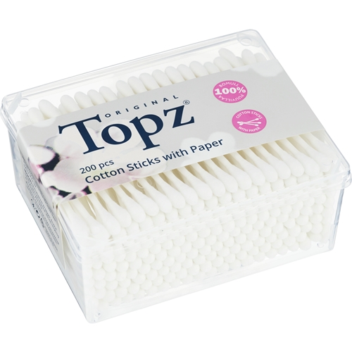 Öronpinne papper Topz – 8cm m bomull 200-p