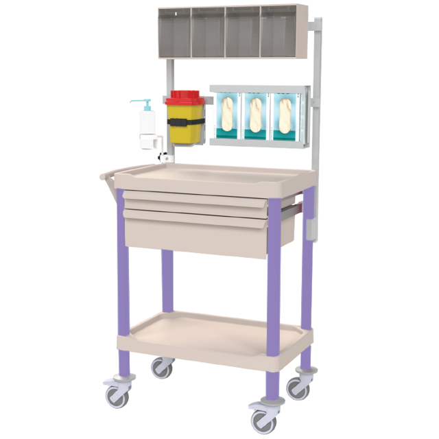 Bord 70×45 cm, 2 plan med överhylla, lådor mm – Lila