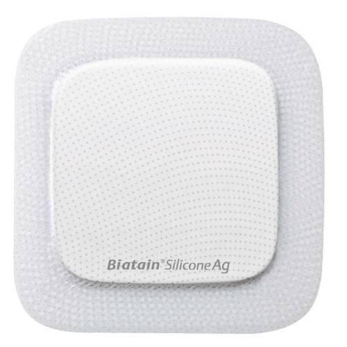 Skumförband silver silikon Biatain B Ag – 7,5×7,5cm Border – 5 st