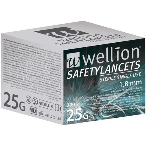 Lansett Wellion Safetylancets – 25G (0,36mm) x 1,8mm Säkerhet – 200 st