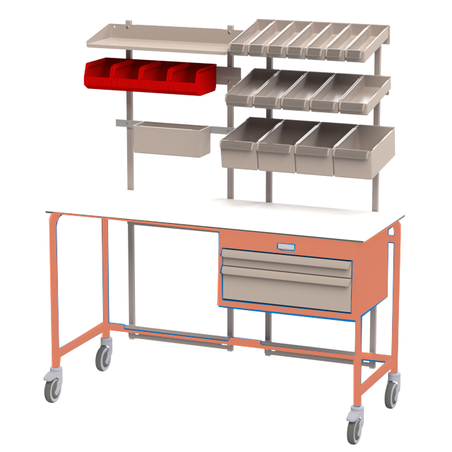 Mobil arbetsstation dubbel – Korall Mobil arbetsstation dubbel – Korall