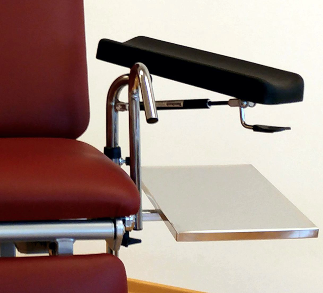 Avlastningsbord rostfritt till pelarstol