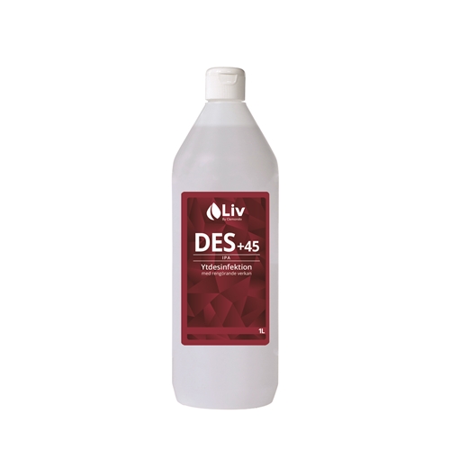Ytdesinfektion Liv IPA +45% – 1000ml flaska m tensid CE