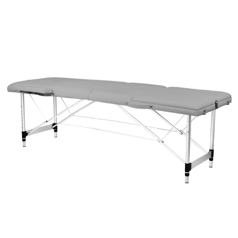 3-sektions hopfällbar massagebänk i aluminium, grå 3-sektions hopfällbar massagebänk i aluminium, grå