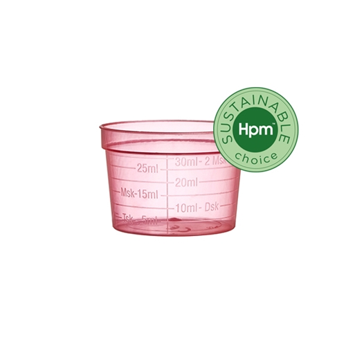 Medicinbägare plast Eco+ – 30 ml bred röd – 50 st