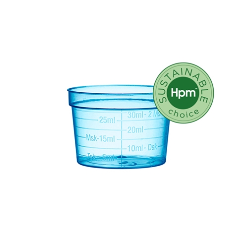 Medicinbägare plast Eco+ – 30 ml bred blå – 50 st