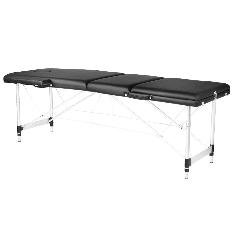 3-sektions svart massagebänk i aluminium för komfort 3-sektions svart massagebänk i aluminium för komfort