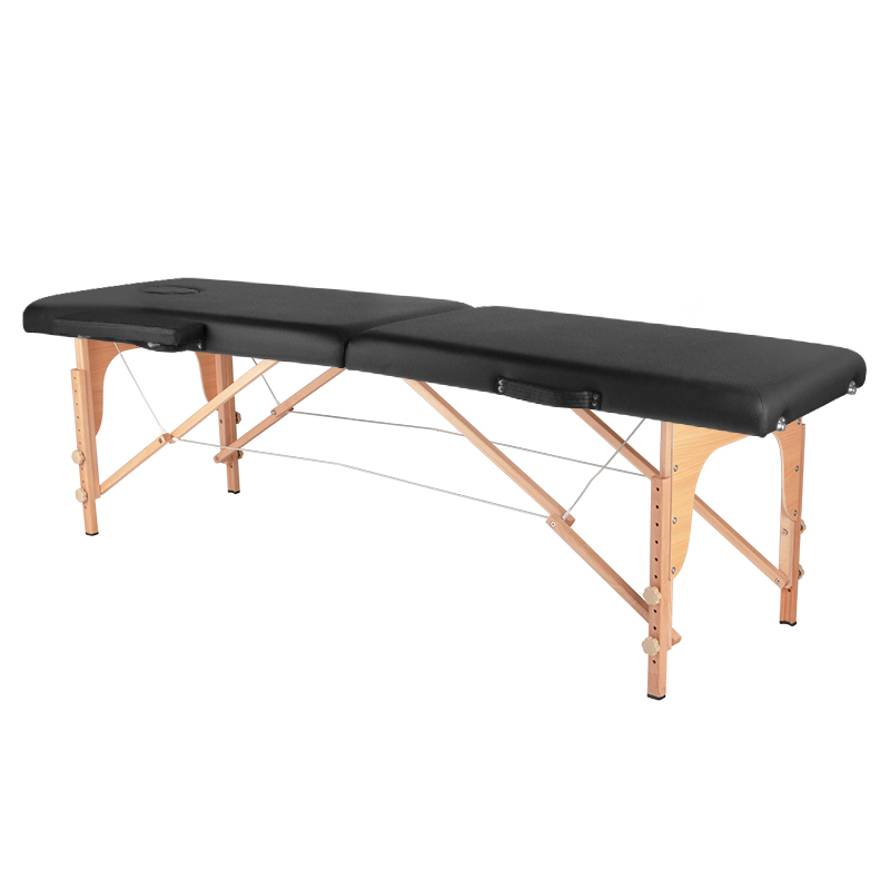 Hopfällbart massagebord, träkomfort, 2 sektioner svart Hopfällbart massagebord, träkomfort, 2 sektioner svart