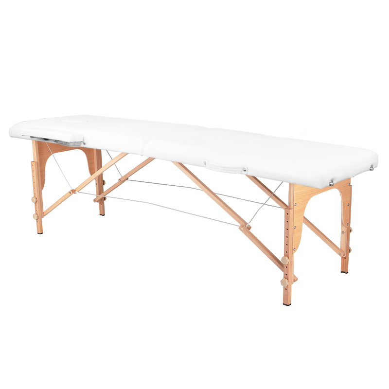 2-sektions hopfällbar massagebänk, träkomfort, vit